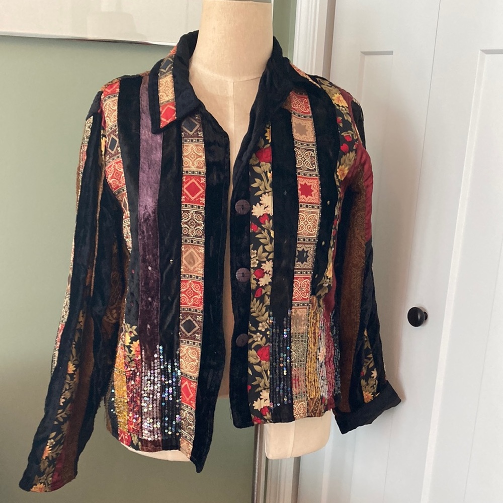 Velvet Patchwork blazer/jacket - Size Large